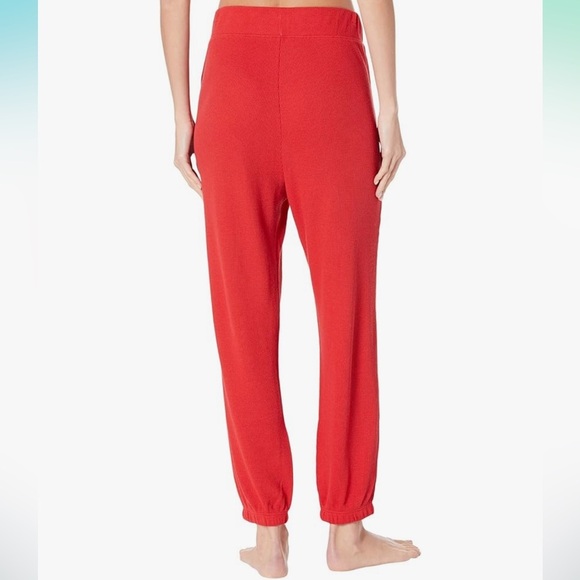 Eberjey Cozy Waffle Henley Short Sleeve Long PJ Set Red Medium Pajamas - Picture 5 of 11